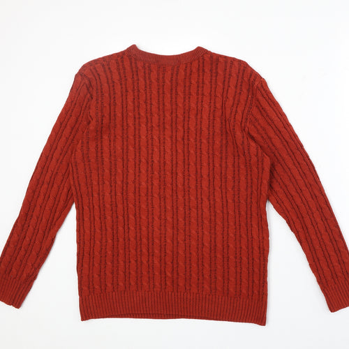 Pure & Natural Womens Red Round Neck Acrylic Pullover Jumper Size L