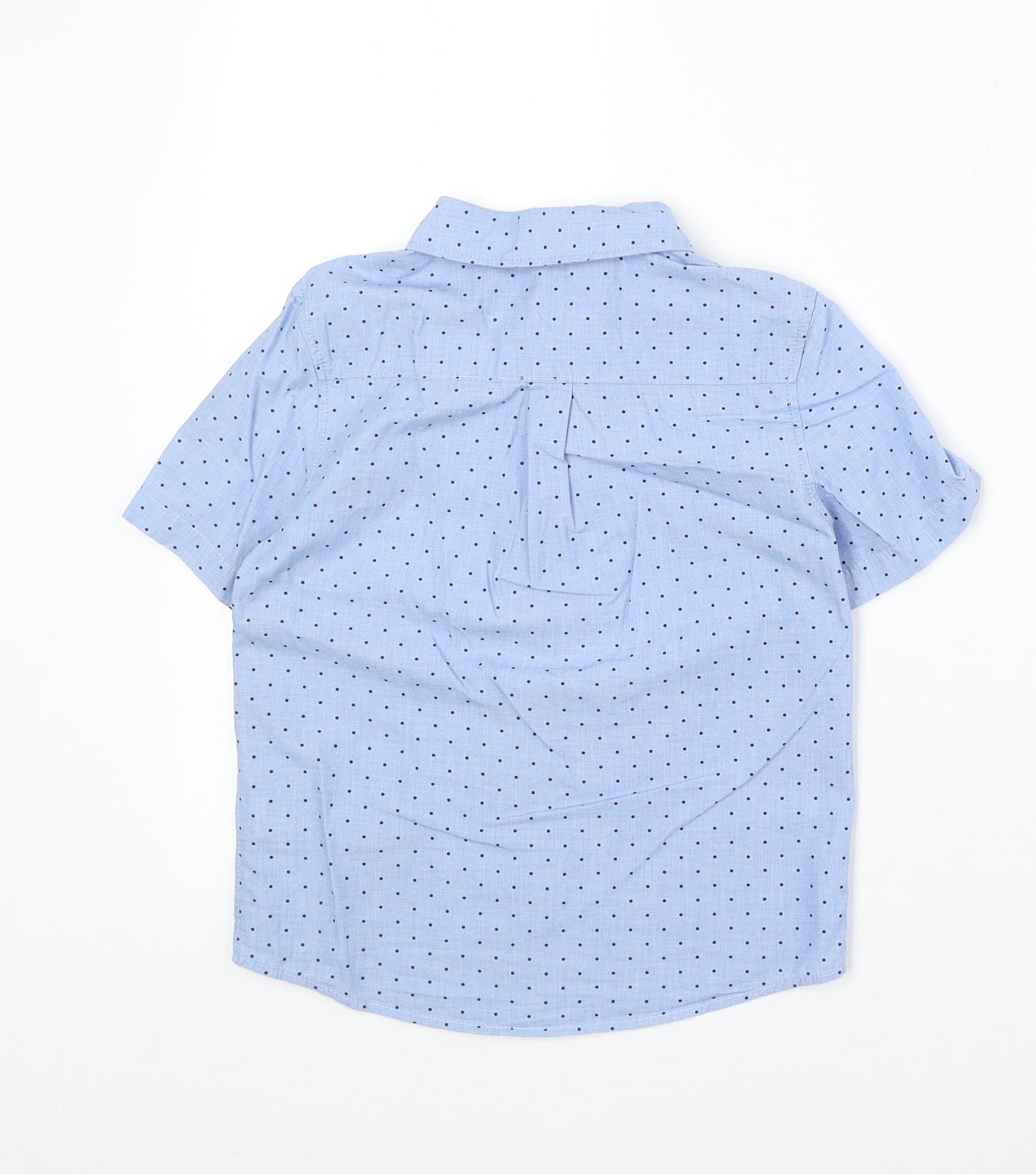 H&M Boys Blue Polka Dot Cotton Basic Button-Up Size 7-8 Years Collared Button