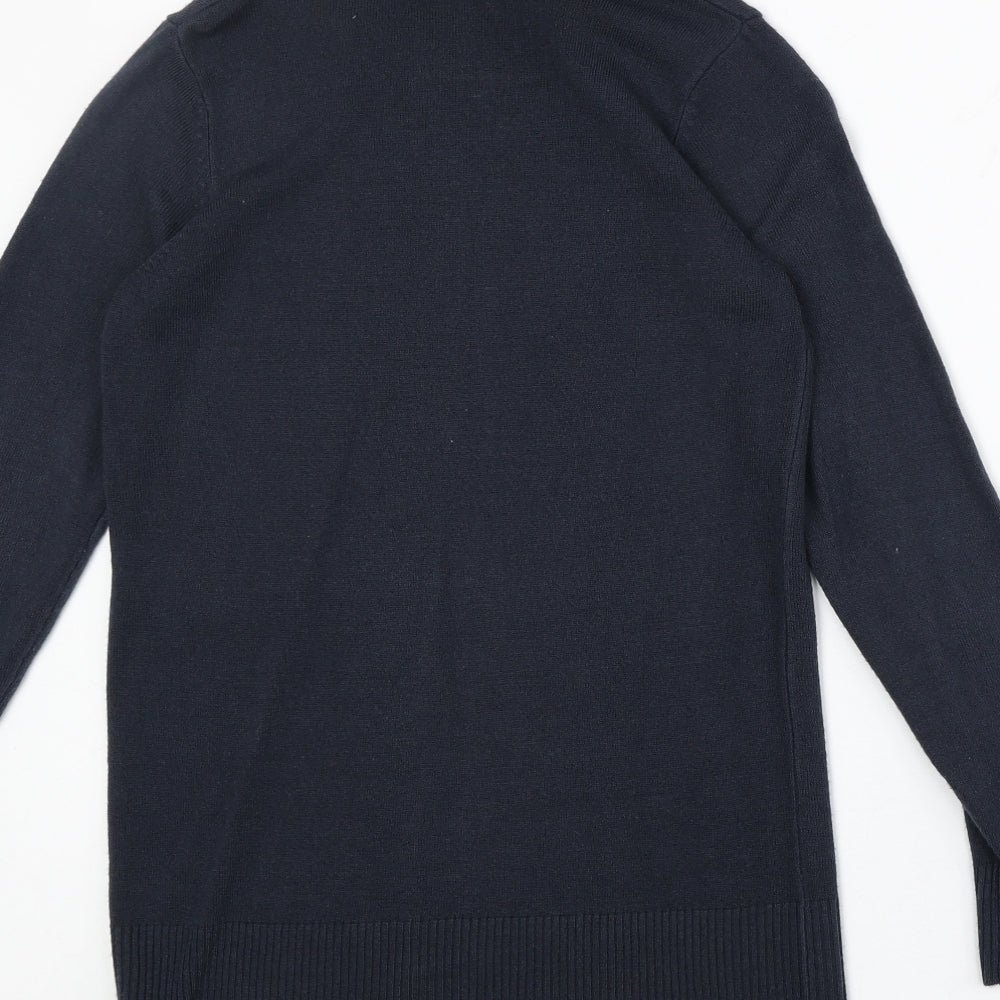 Marks and Spencer Womens Blue Roll Neck Acrylic Tunic Jumper Size 8