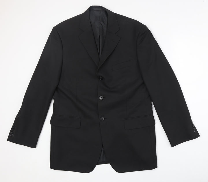 marks Mens Black Polyester Jacket Suit Jacket Size 40 Regular