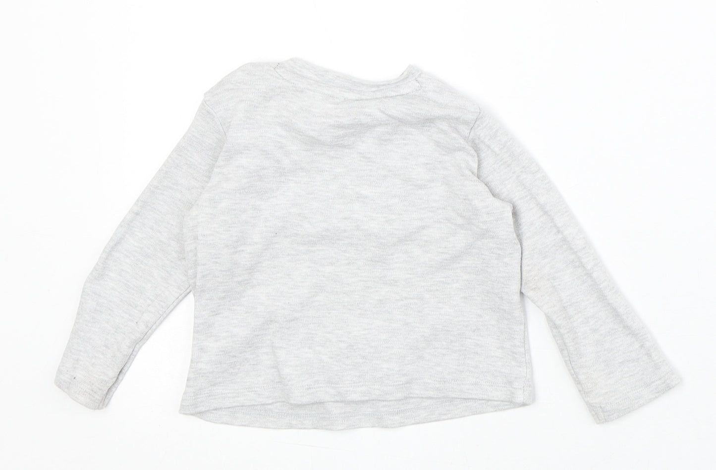 F&F Baby Grey Cotton Basic T-Shirt Size 9-12 Months Round Neck Snap - Reindeer Christmas