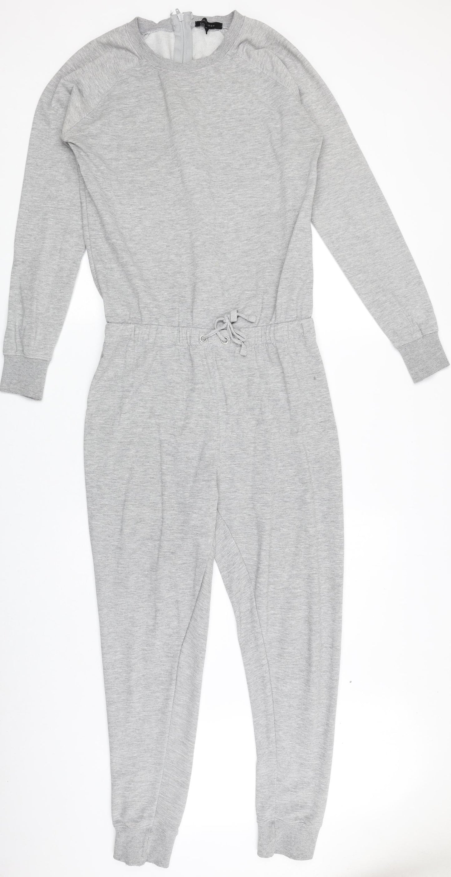 New Look Womens Grey Cotton Jumpsuit One-Piece Size 10 Zip