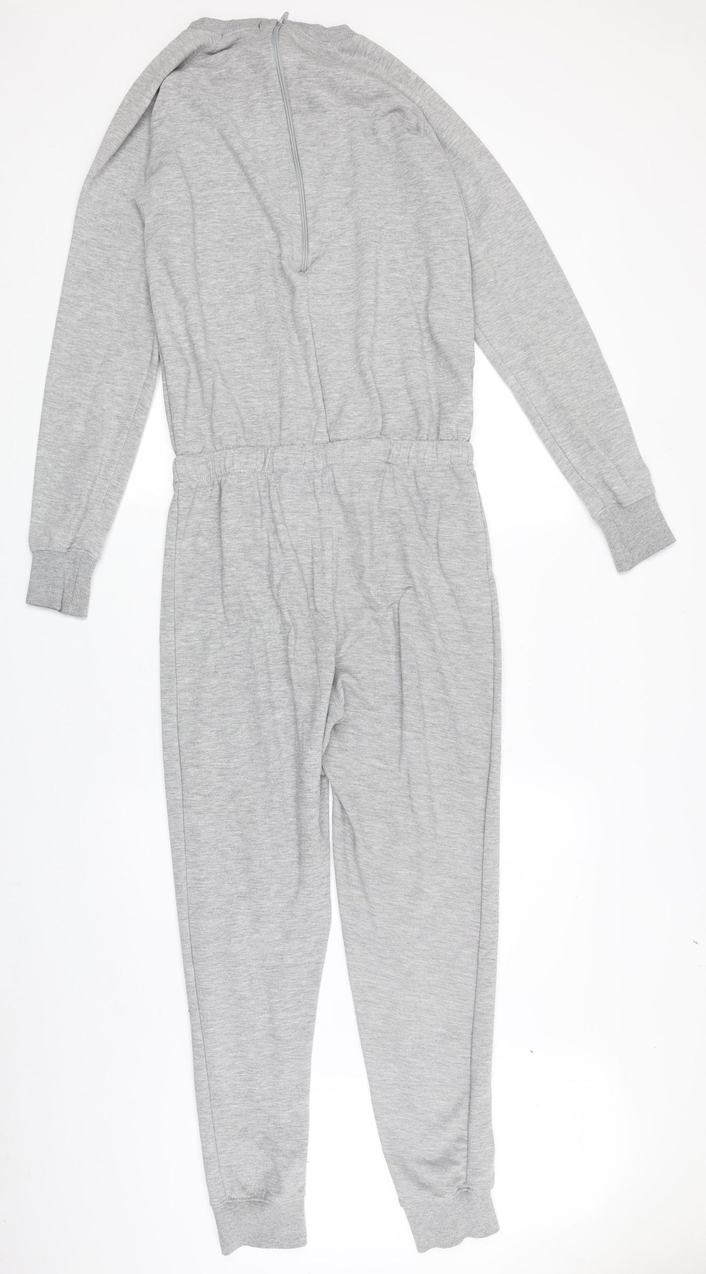 New Look Womens Grey Cotton Jumpsuit One-Piece Size 10 Zip