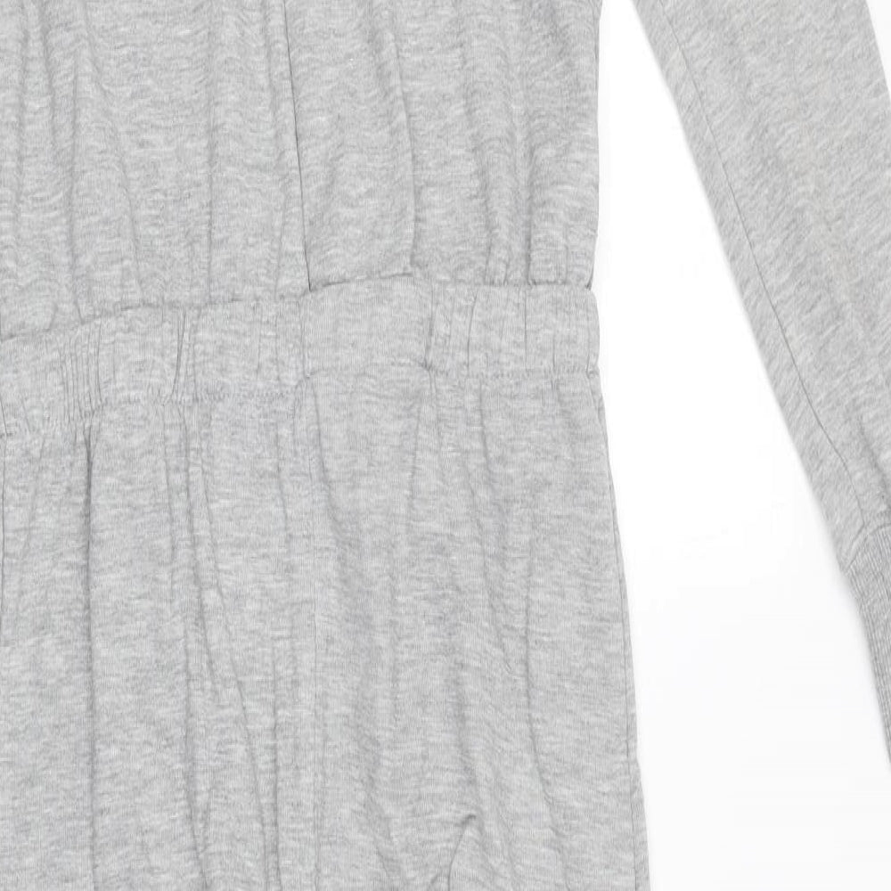 New Look Womens Grey Cotton Jumpsuit One-Piece Size 10 Zip