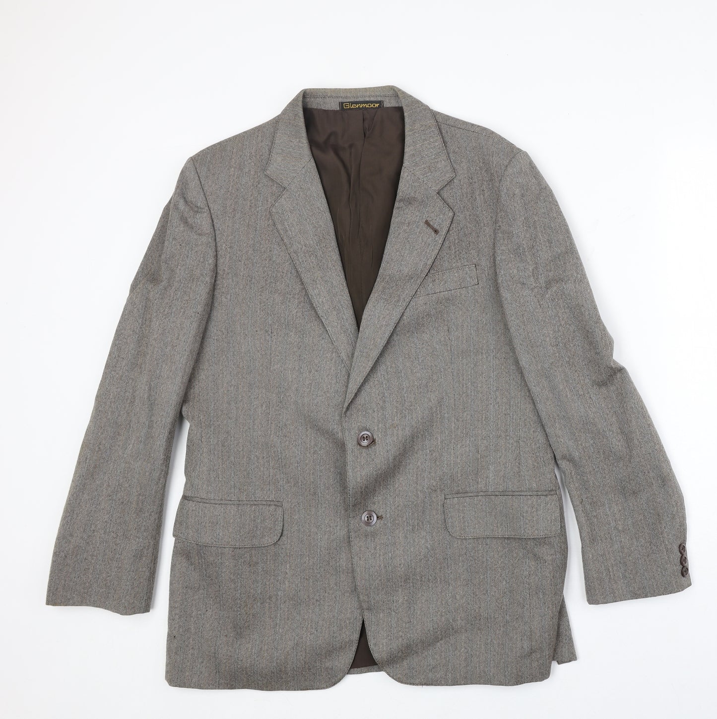 Glennmore Mens Grey Wool Jacket Suit Jacket Size 40 Regular