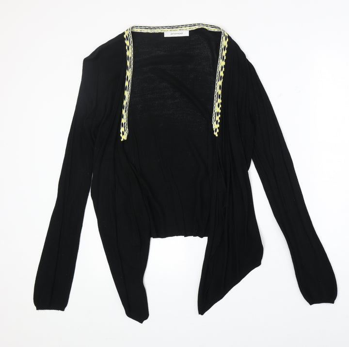 Promod Womens Black V-Neck Viscose Cardigan Jumper Size M - Contrasting Trim
