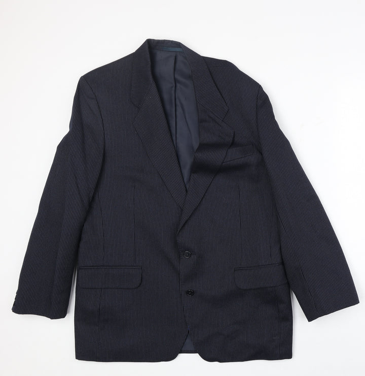 Centar Mens Blue Striped Wool Jacket Suit Jacket Size 42 Regular