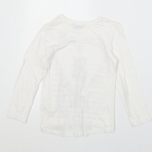 George Girls White 100% Cotton Basic T-Shirt Size 7-8 Years Round Neck Pullover - Live Laugh Love