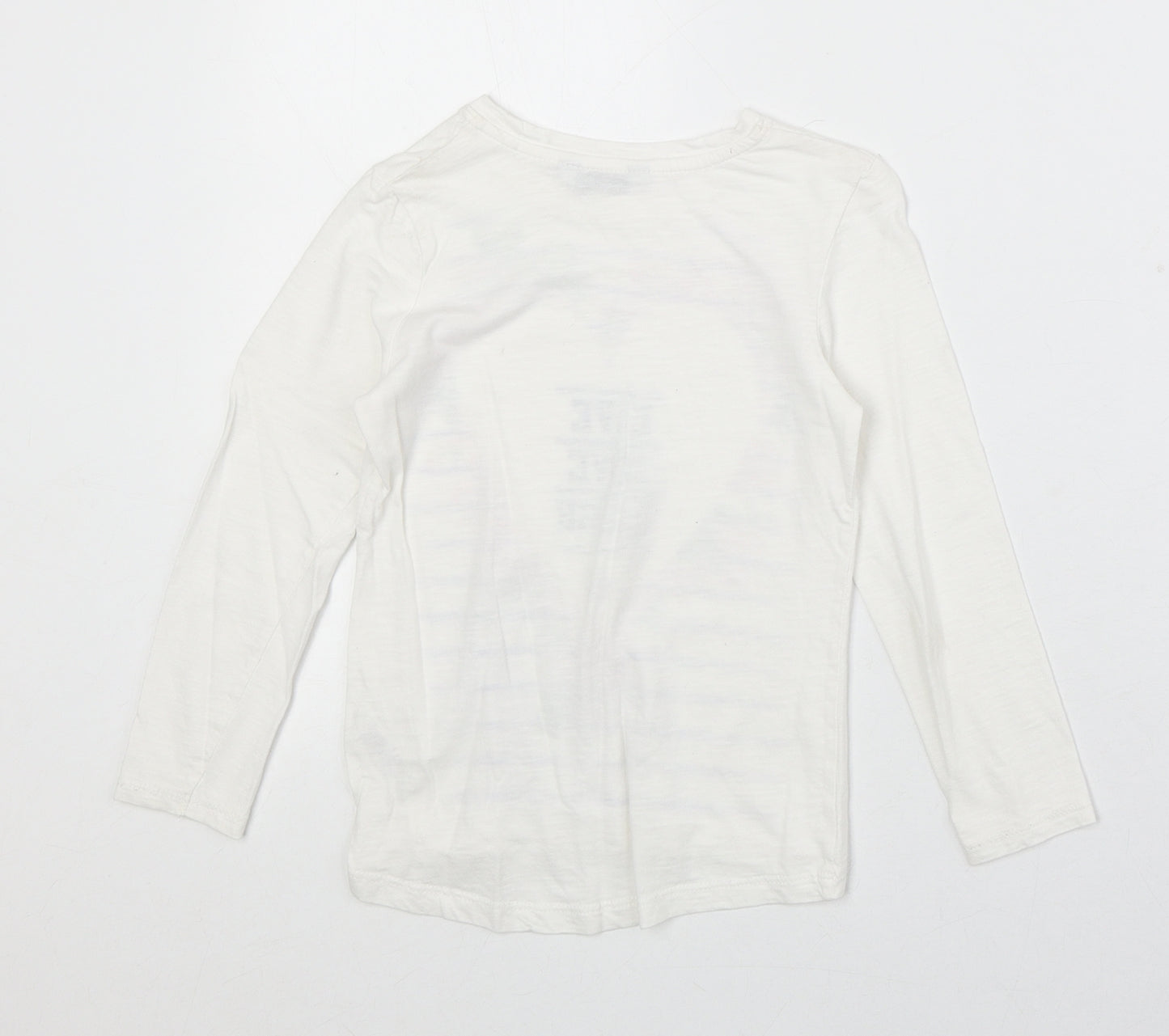 George Girls White 100% Cotton Basic T-Shirt Size 7-8 Years Round Neck Pullover - Live Laugh Love