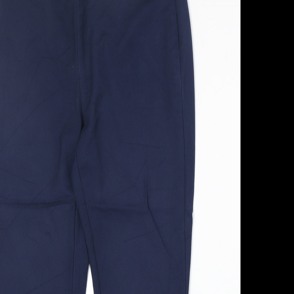 Marks and Spencer Womens Blue Cotton Trousers Size 12 Regular Zip