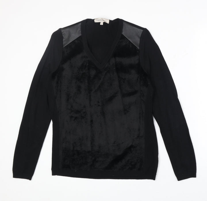Marks and Spencer Womens Black V-Neck Polyimide Pullover Jumper Size 10