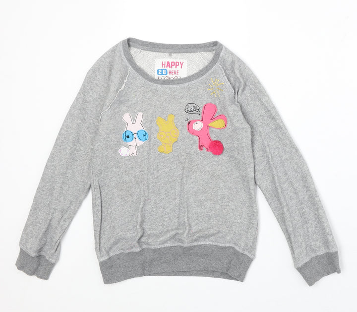 NEXT Girls Grey Cotton Pullover Sweatshirt Size 10 Years Pullover