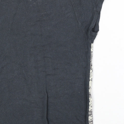 Olivia Moon Womens Grey Floral Viscose Basic T-Shirt Size S Boat Neck