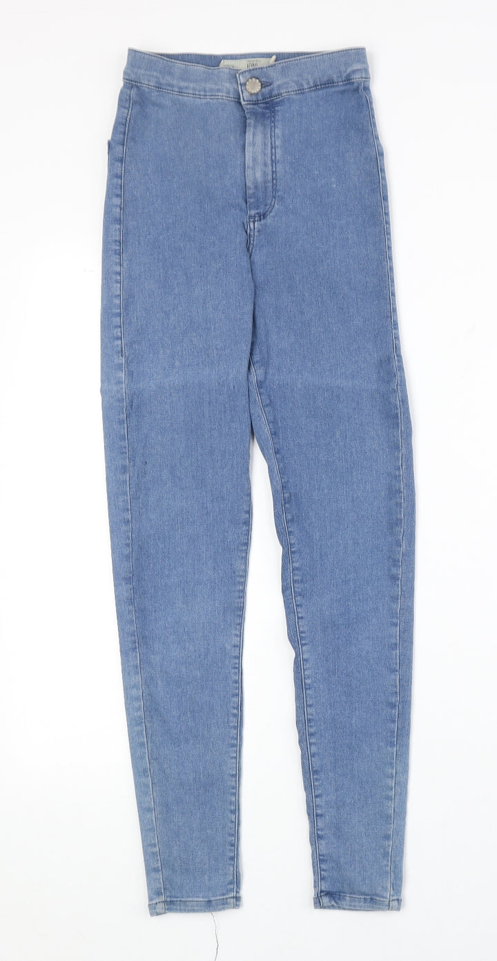 Topshop Womens Blue Cotton Skinny Jeans Size 25 in Regular Zip