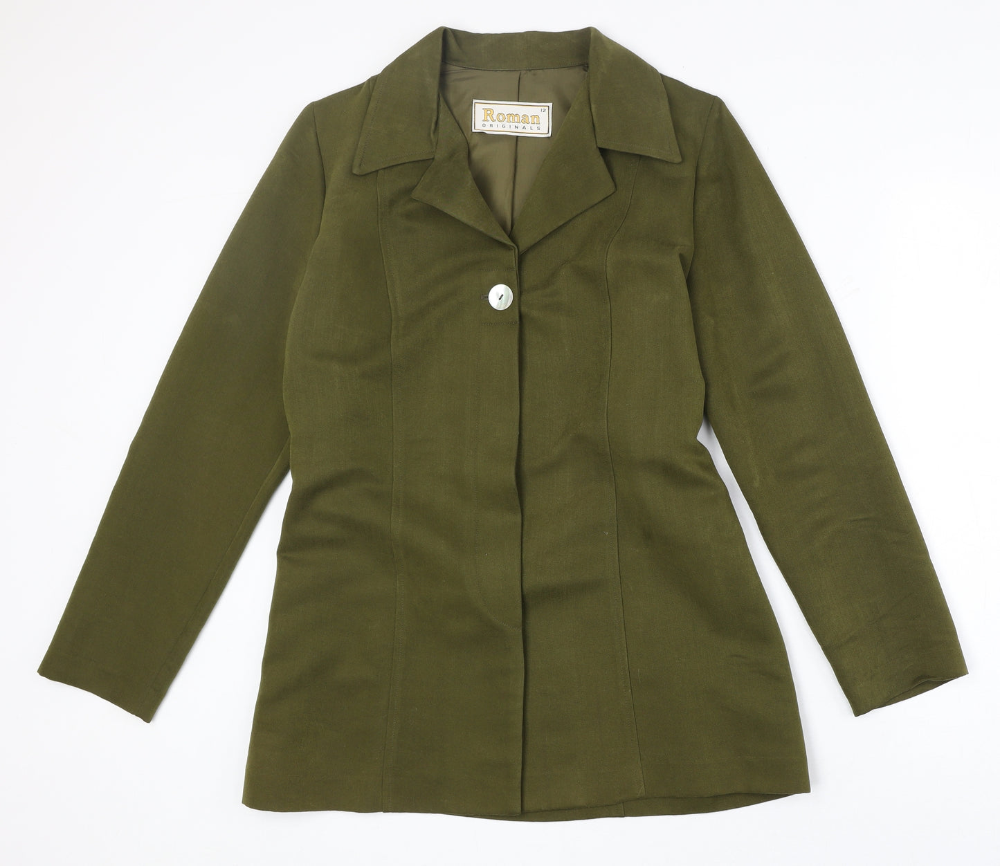 Roman Womens Green Pea Coat Coat Size 12 Button