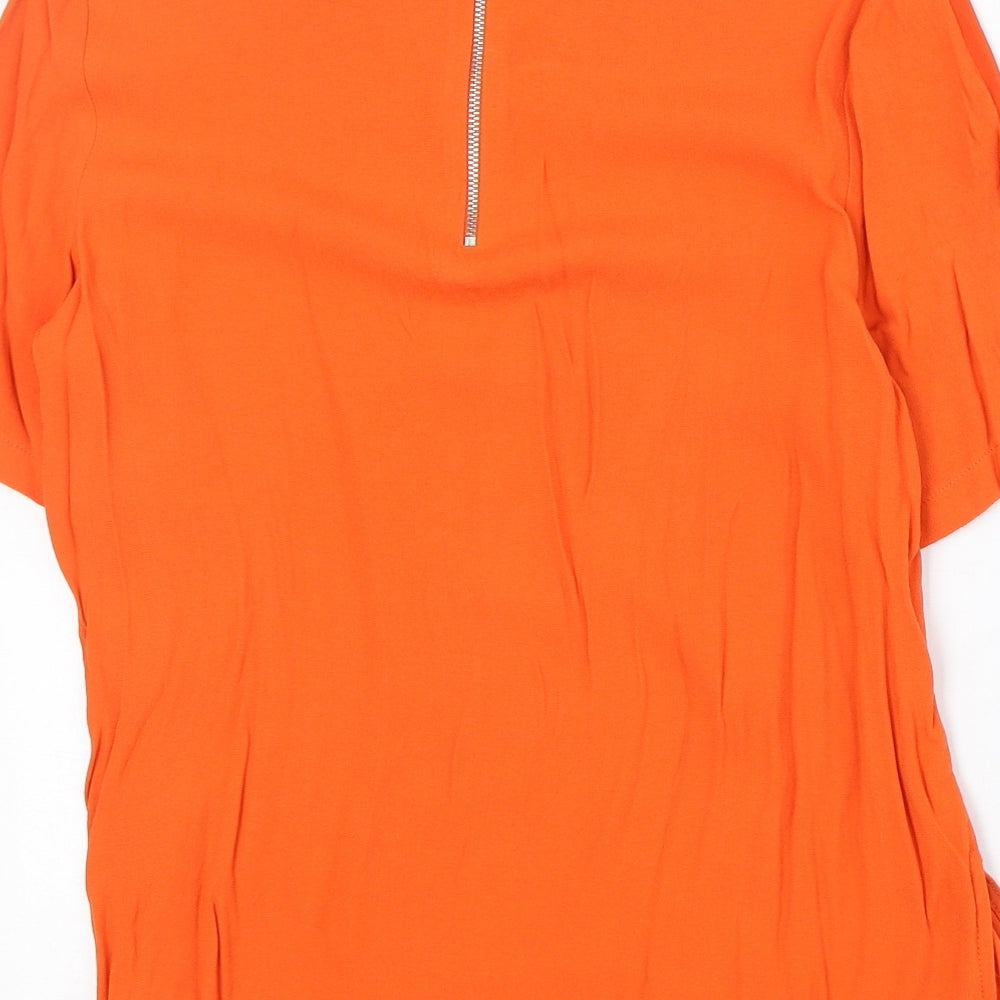 Papaya Womens Orange Viscose Basic Blouse Size 14 Round Neck