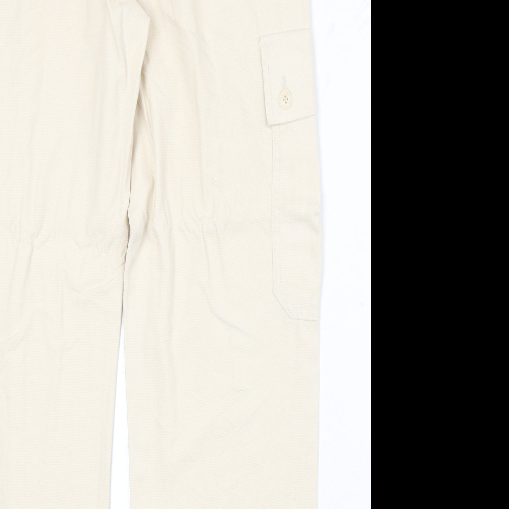 Pull&Bear Womens Beige Cotton Cargo Trousers Size 8 Regular Zip