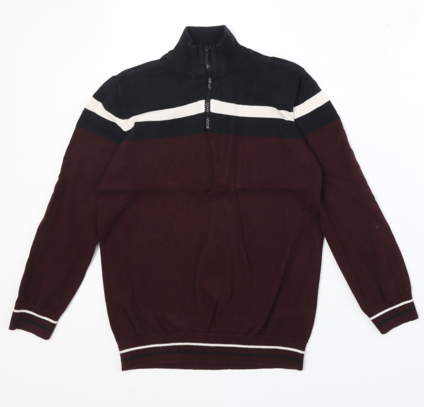 F&F Boys Red 100% Cotton Pullover Sweatshirt Size 9-10 Years Zip