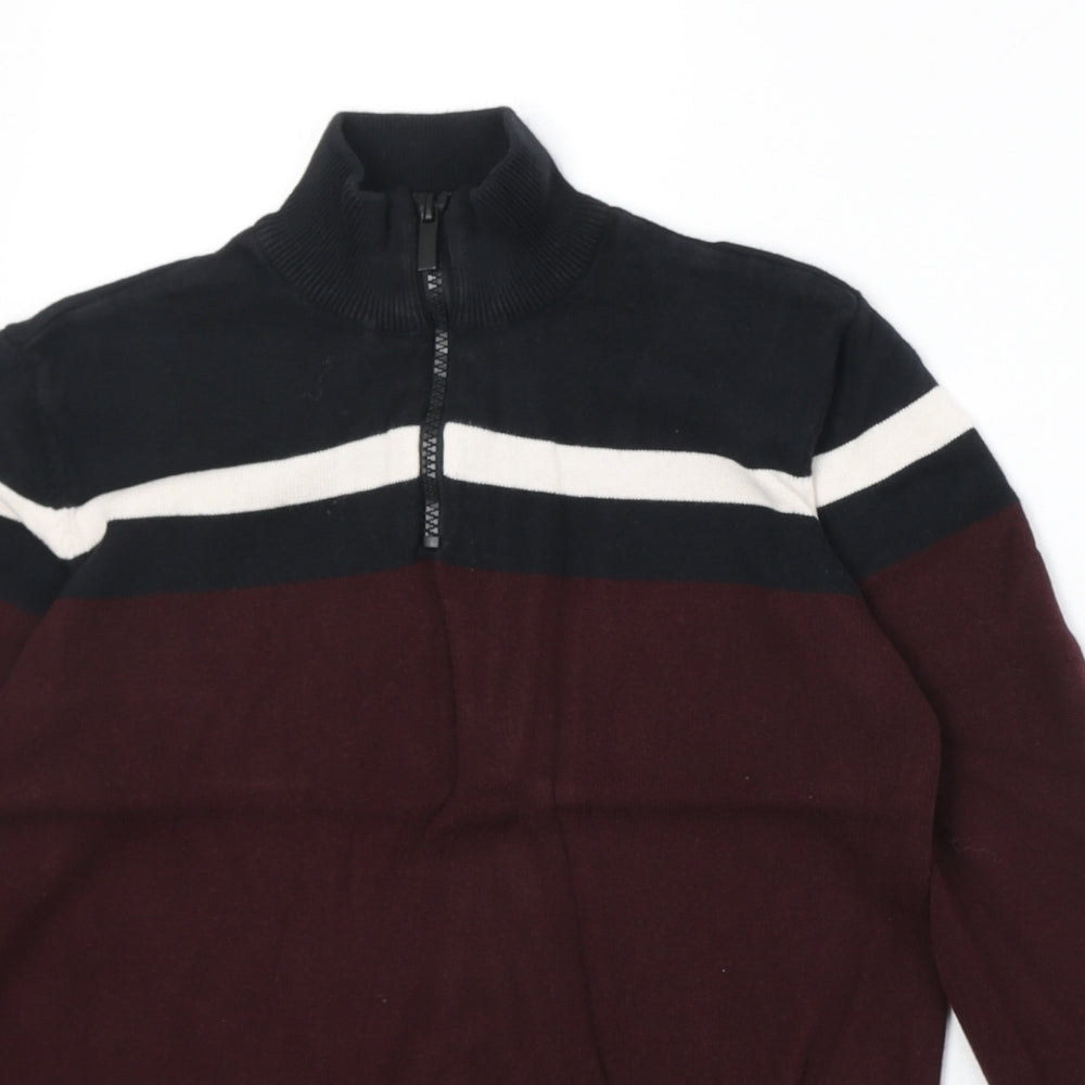 F&F Boys Red 100% Cotton Pullover Sweatshirt Size 9-10 Years Zip
