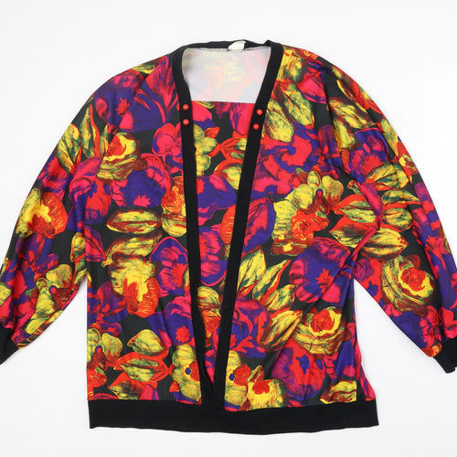 Va Rit Womens Multicoloured Geometric Polyester Basic Blouse Size L Square Neck - Twin Set