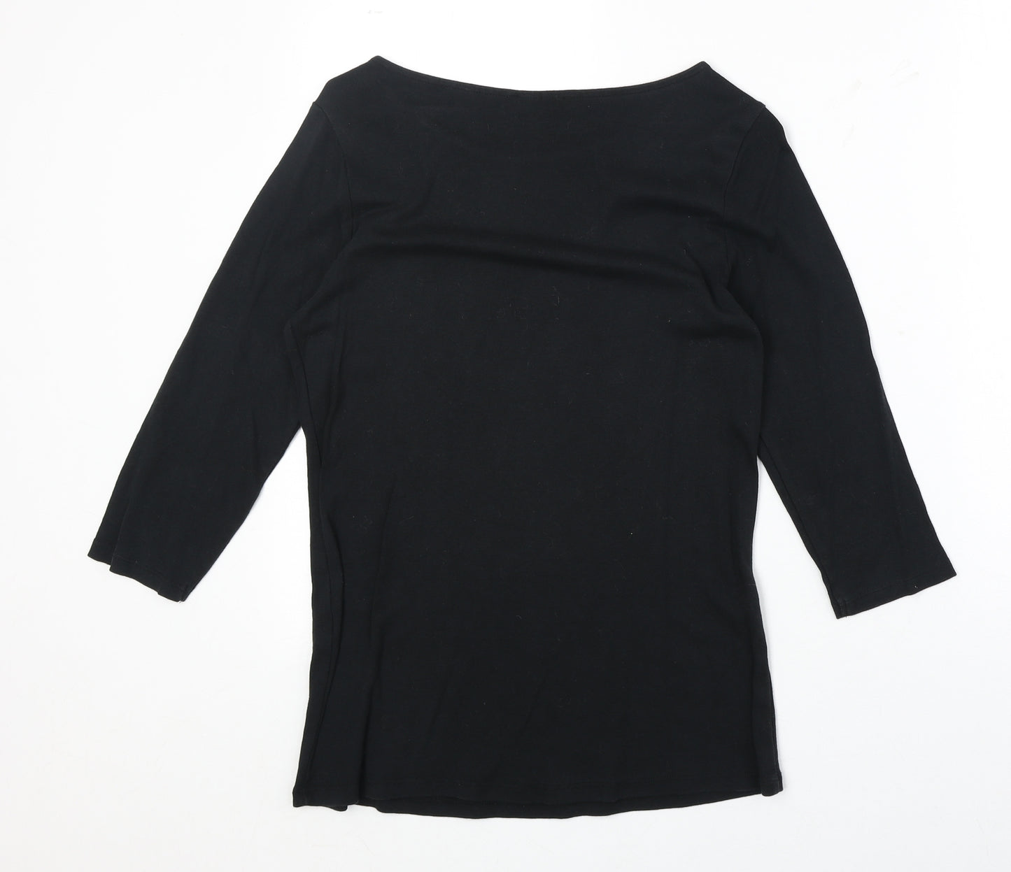 Zara Womens Black 100% Cotton Basic T-Shirt Size L Round Neck