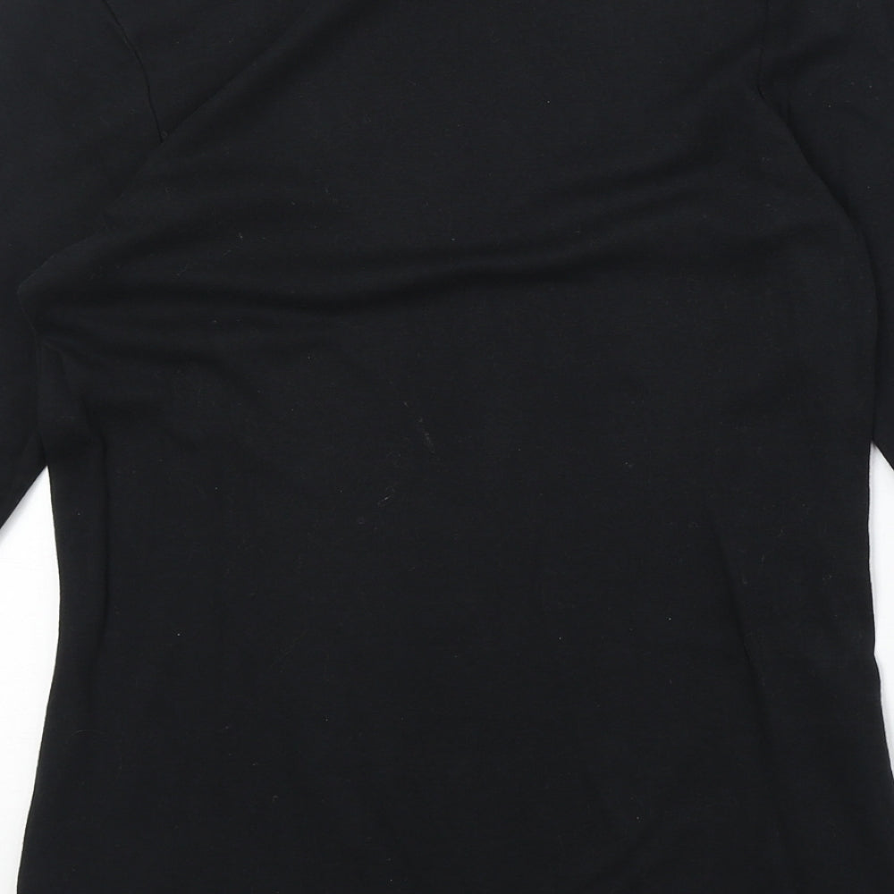 Zara Womens Black 100% Cotton Basic T-Shirt Size L Round Neck