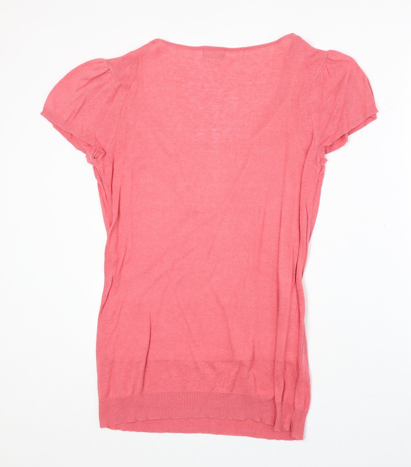 F&F Womens Pink Linen Basic Blouse Size 14 Round Neck
