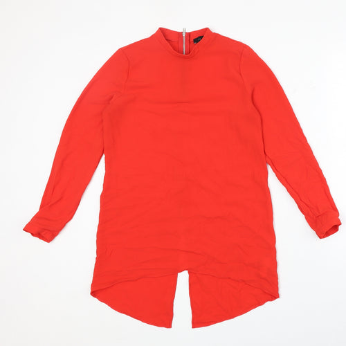Atmosphere Womens Red Polyester Basic Blouse Size 6 Mock Neck