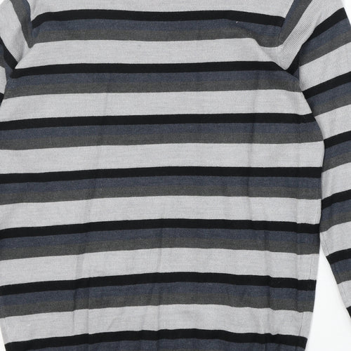 Cedar Wood State Mens Multicoloured Round Neck Striped Acrylic Pullover Jumper Size S Long Sleeve