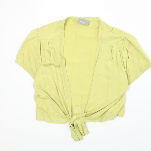 Wallis Womens Green V-Neck Viscose Shrug Jumper Size XL - Tie Front