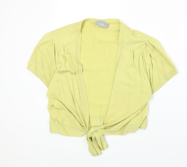 Wallis Womens Green V-Neck Viscose Shrug Jumper Size XL - Tie Front