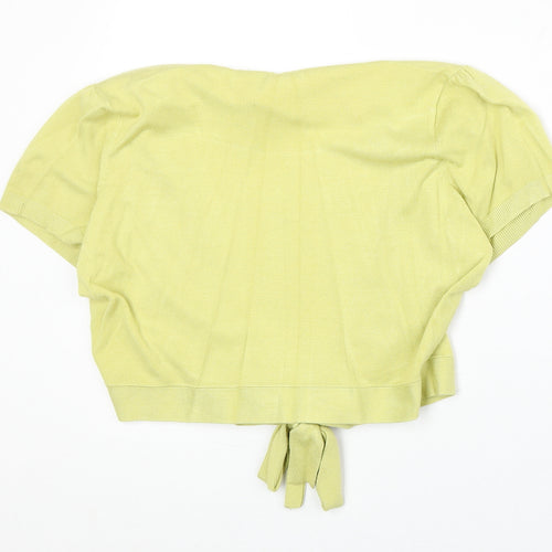 Wallis Womens Green V-Neck Viscose Shrug Jumper Size XL - Tie Front