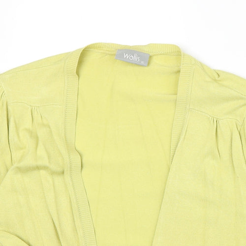 Wallis Womens Green V-Neck Viscose Shrug Jumper Size XL - Tie Front