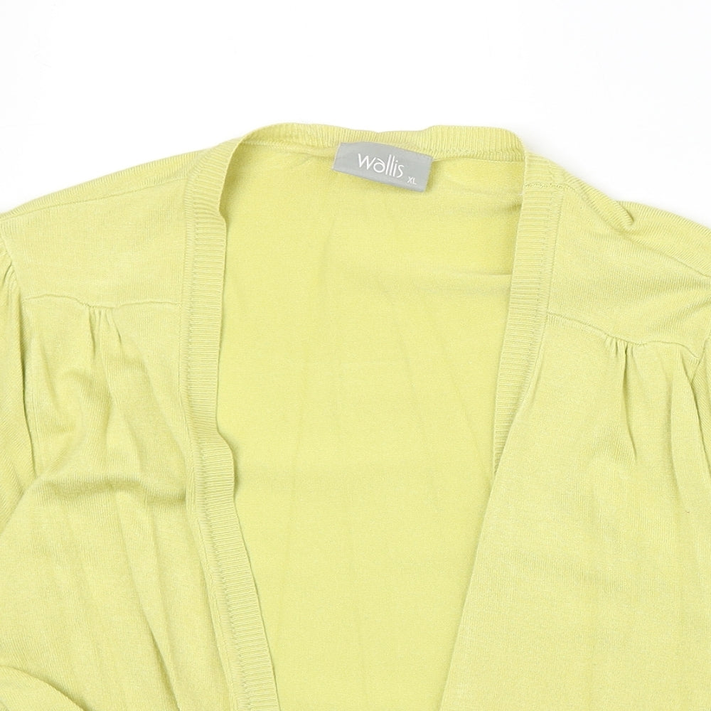 Wallis Womens Green V-Neck Viscose Shrug Jumper Size XL - Tie Front