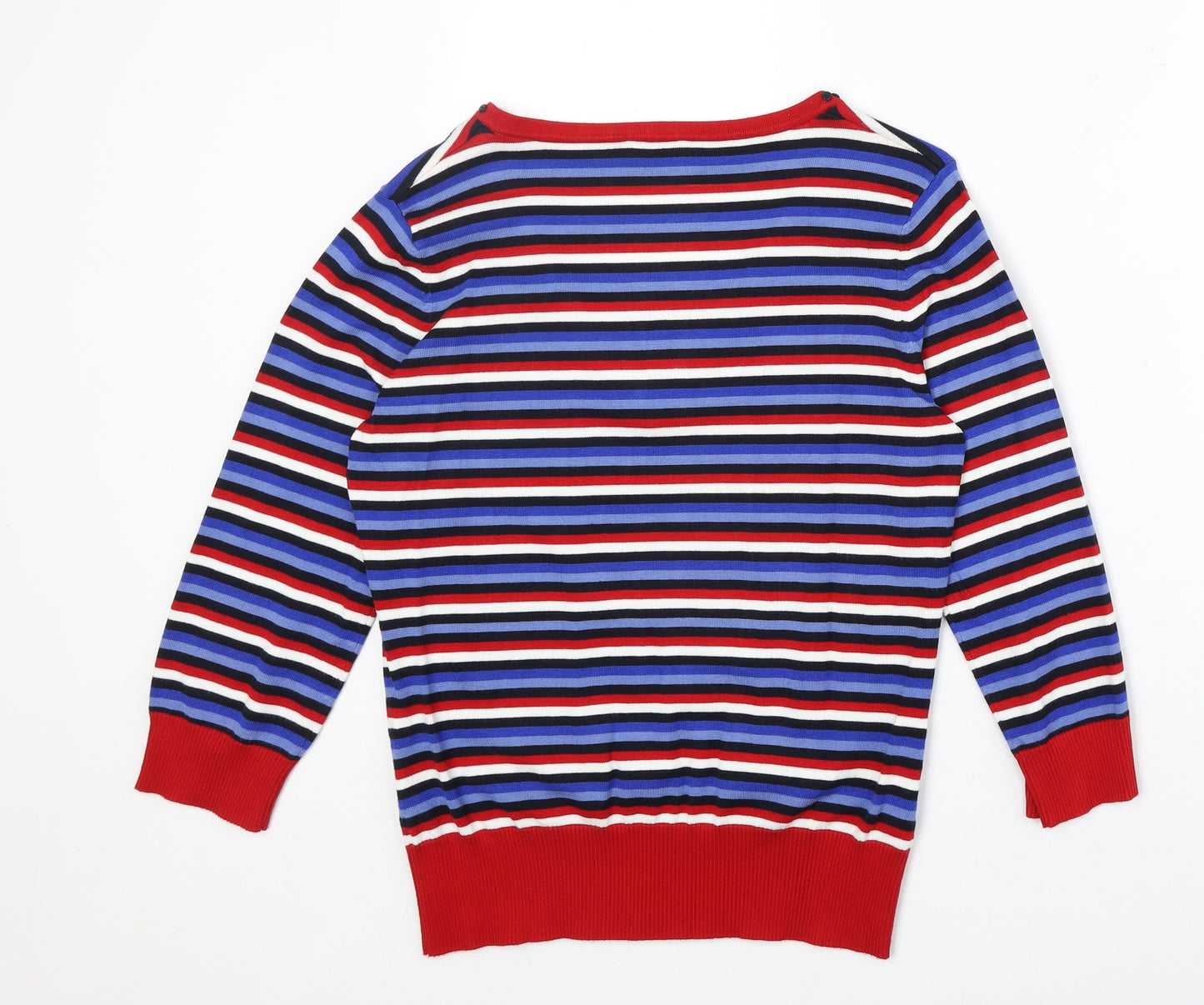 CC Womens Multicoloured Square Neck Striped Viscose Pullover Jumper Size M