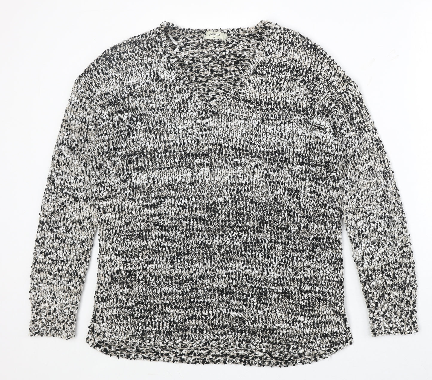 Papaya Womens Grey V-Neck Polyester Pullover Jumper Size M