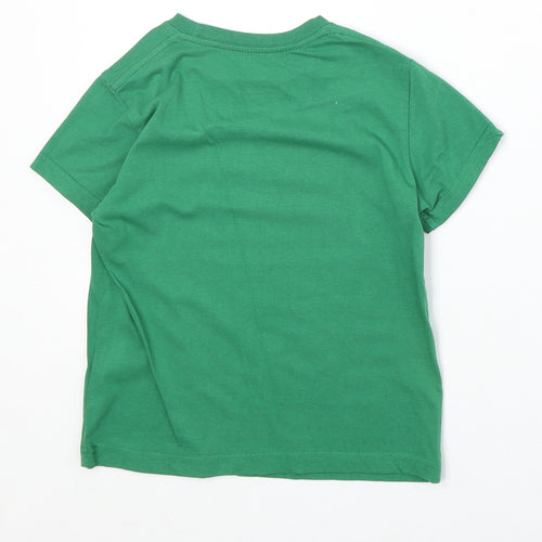 Lapsa Boys Green 100% Cotton Basic T-Shirt Size S Round Neck Pullover