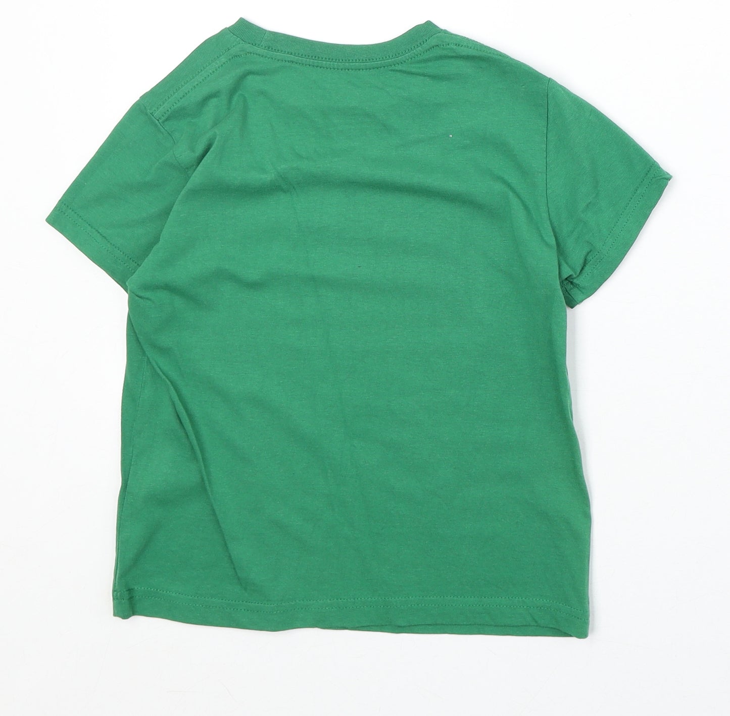 Lapsa Boys Green 100% Cotton Basic T-Shirt Size S Round Neck Pullover