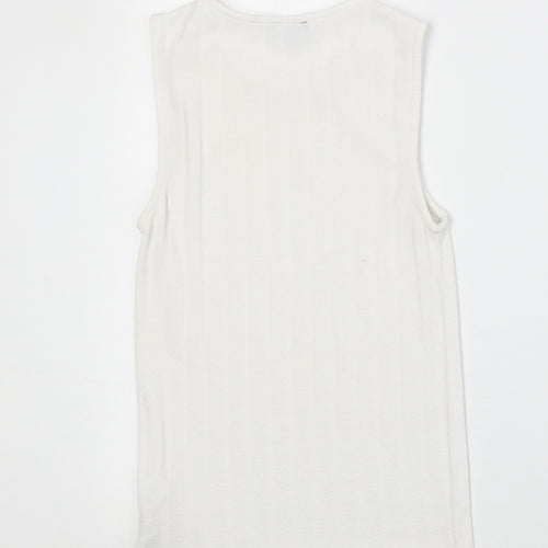Topshop Womens White Viscose Basic Tank Size 8 Round Neck