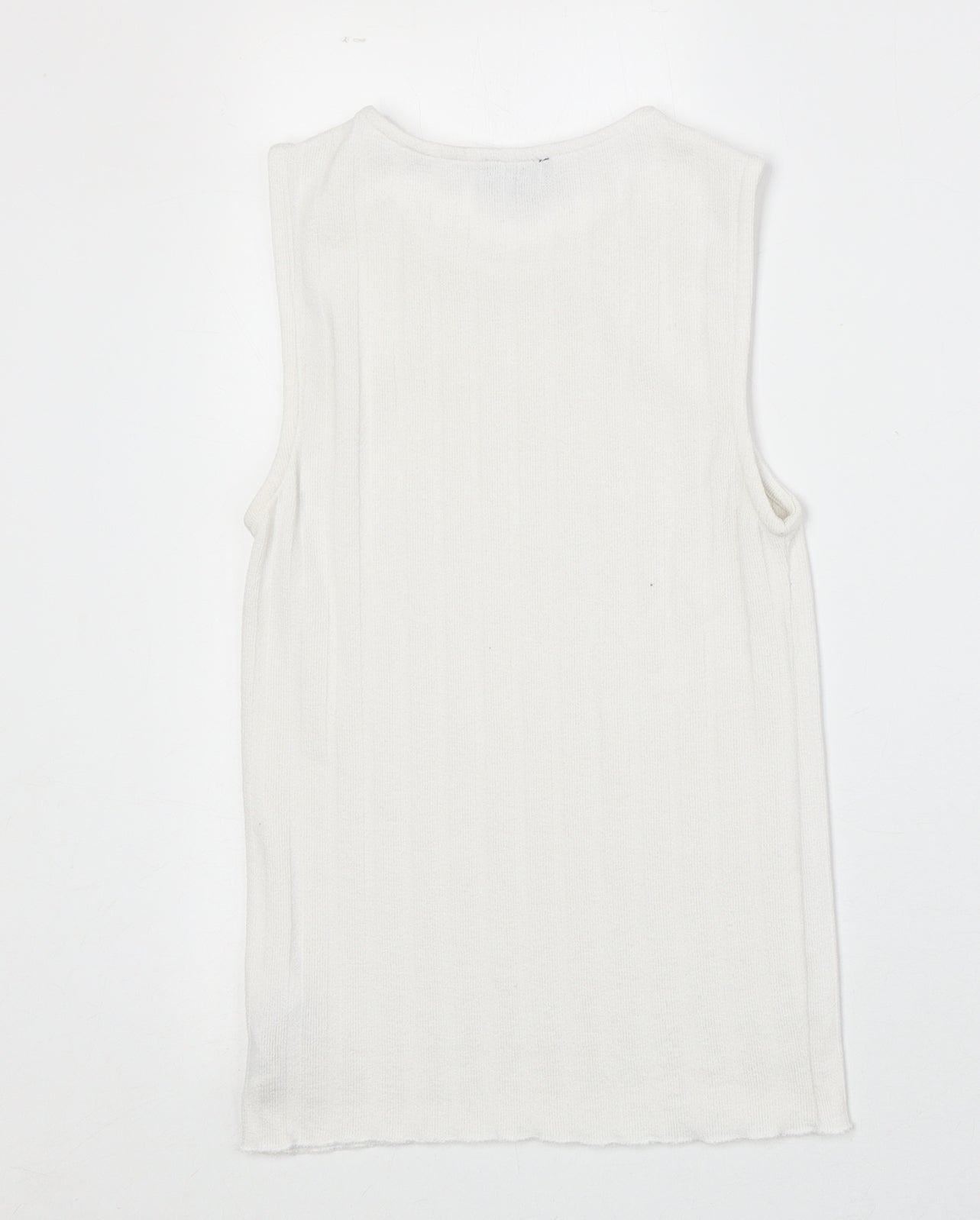 Topshop Womens White Viscose Basic Tank Size 8 Round Neck