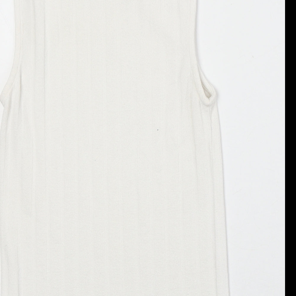 Topshop Womens White Viscose Basic Tank Size 8 Round Neck