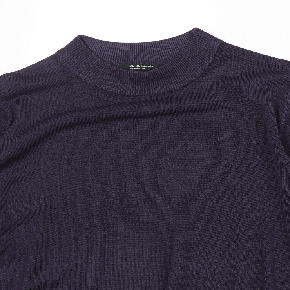 Original Womens Purple Mock Neck Acrylic Pullover Jumper Size 14