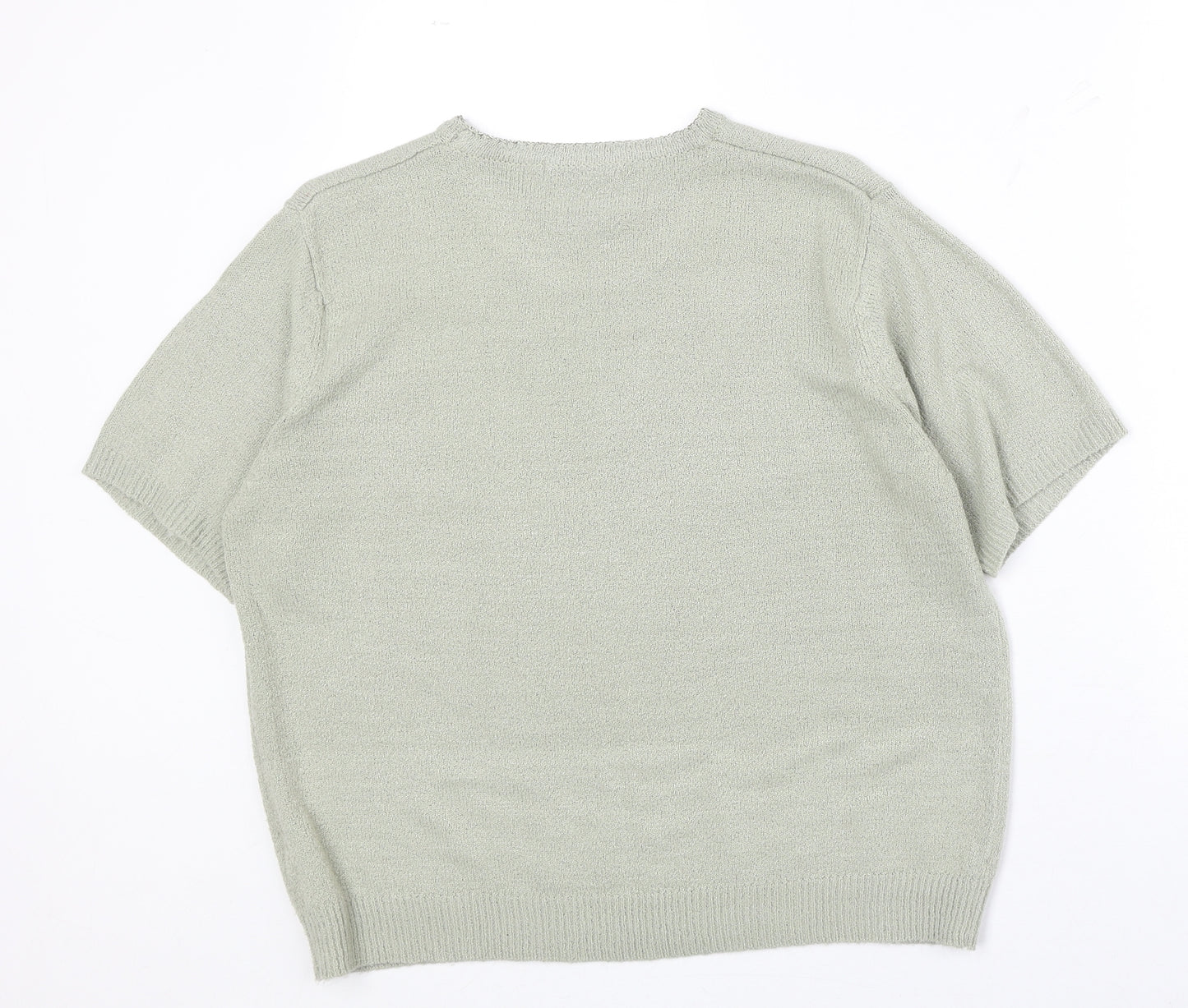 Berkertex Womens Green Round Neck Acrylic Pullover Jumper Size 14 - Floral Detail