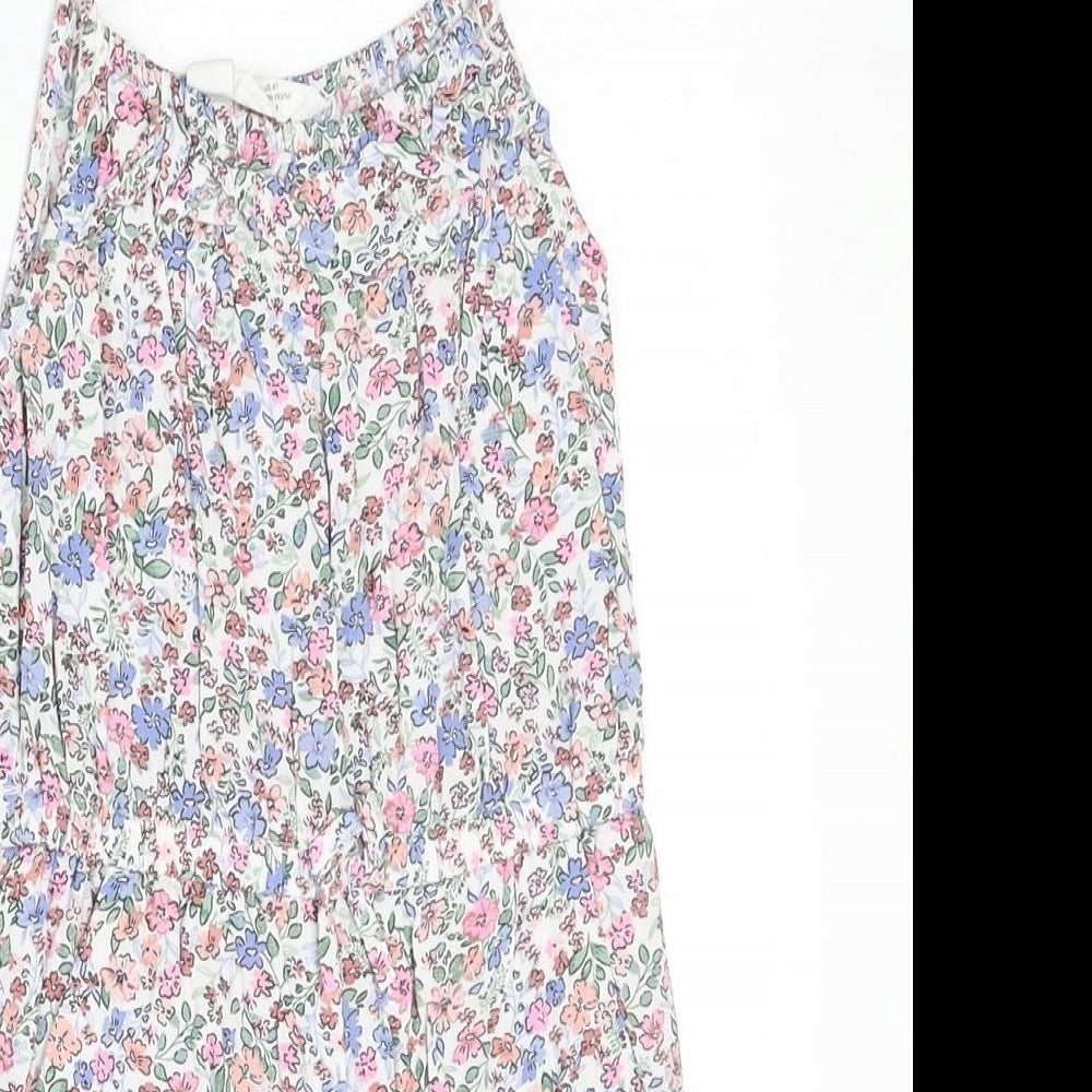 H&M Girls Multicoloured Floral Viscose Romper One-Piece Size 3-4 Years Pullover