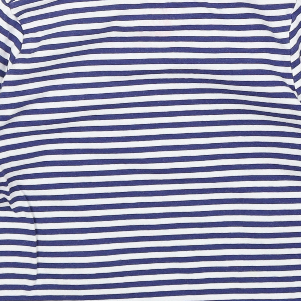 F&F Girls Blue Striped Cotton Basic T-Shirt Size 2-3 Years Round Neck Pullover
