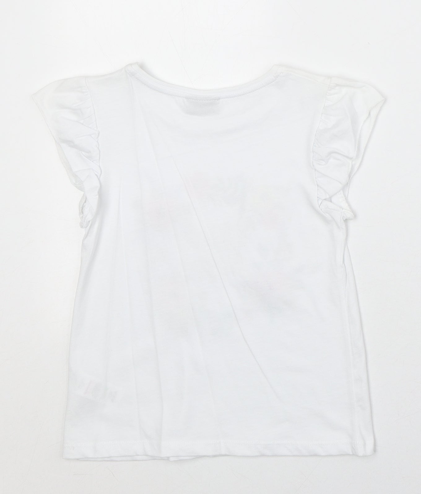 Matalan Girls White 100% Cotton Basic T-Shirt Size 6 Years Round Neck Pullover - Think Happy