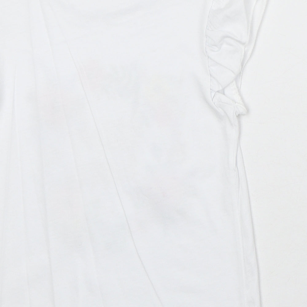 Matalan Girls White 100% Cotton Basic T-Shirt Size 6 Years Round Neck Pullover - Think Happy