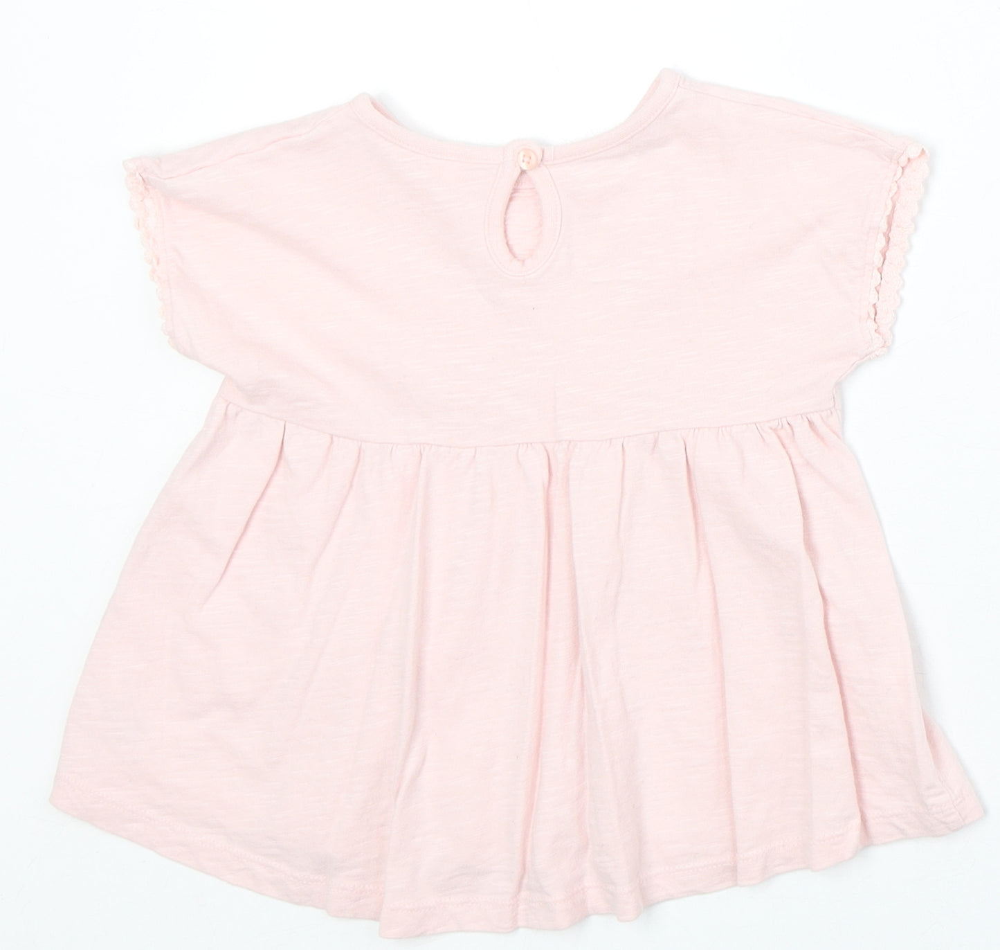 George Girls Pink 100% Cotton Basic T-Shirt Size 3-4 Years Round Neck Button
