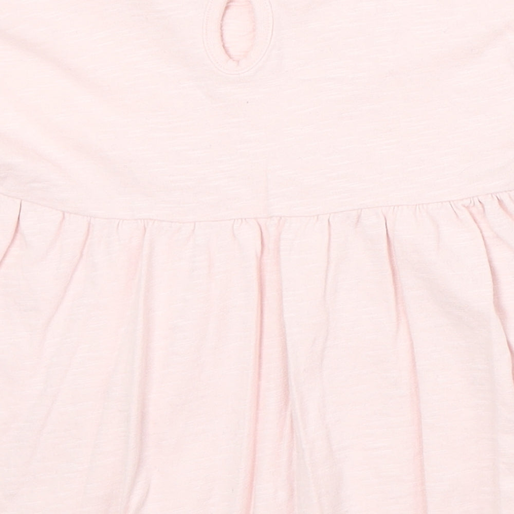 George Girls Pink 100% Cotton Basic T-Shirt Size 3-4 Years Round Neck Button