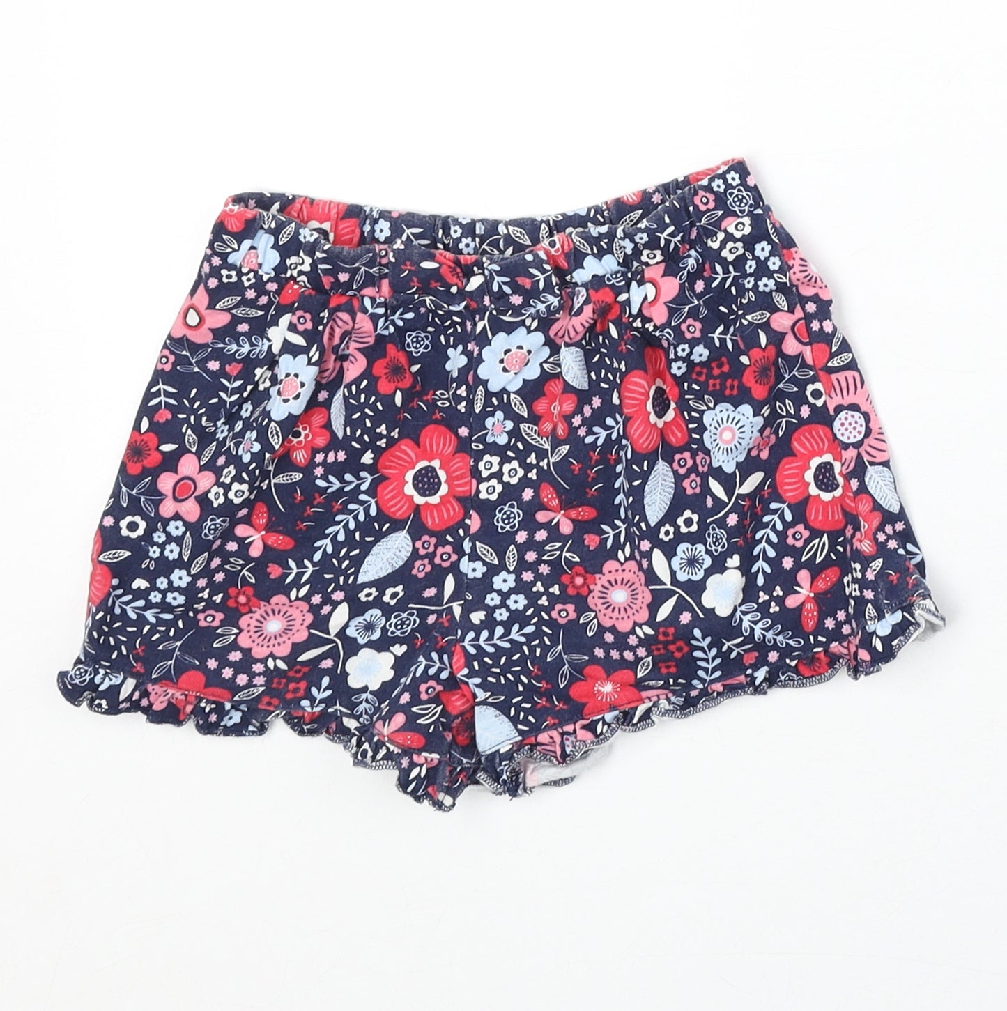 George Girls Blue Floral 100% Cotton Culotte Shorts Size 3-4 Years Regular